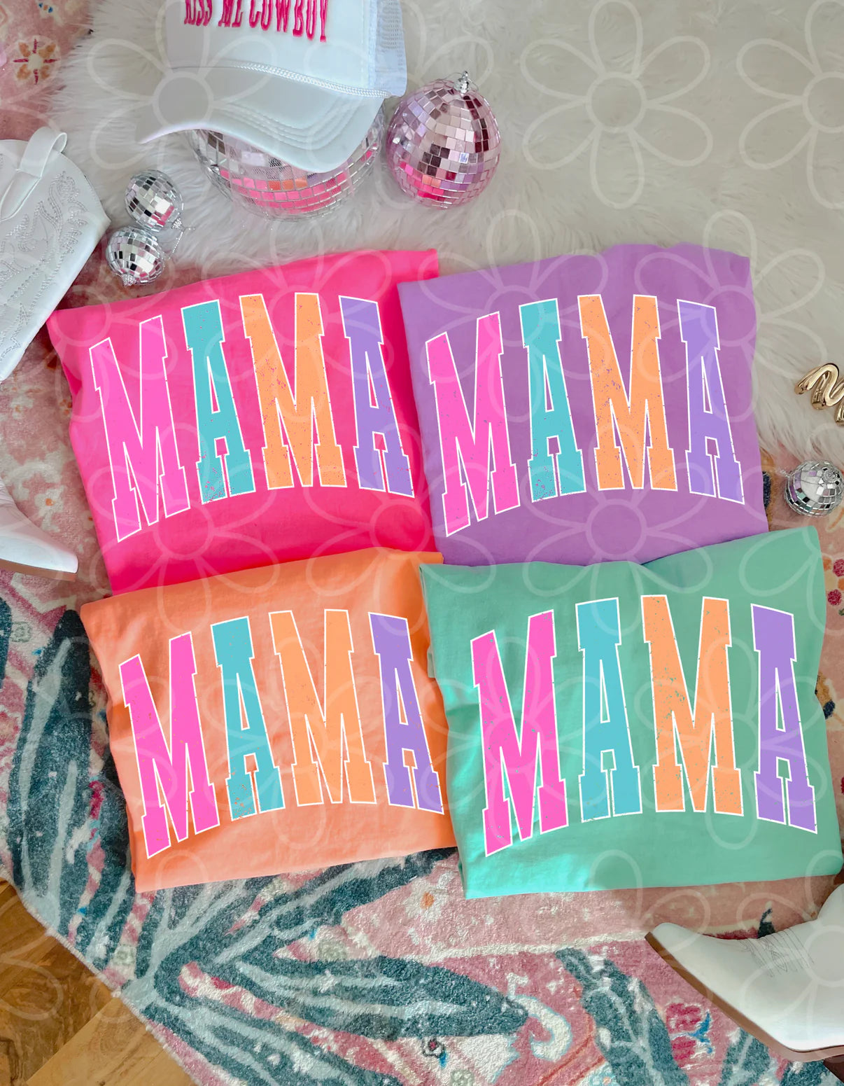 Distressed Neon Mama Tee