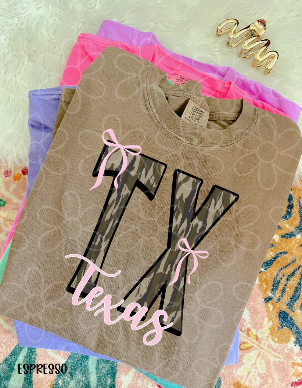 Camo States Pink Bows tee/crewneck