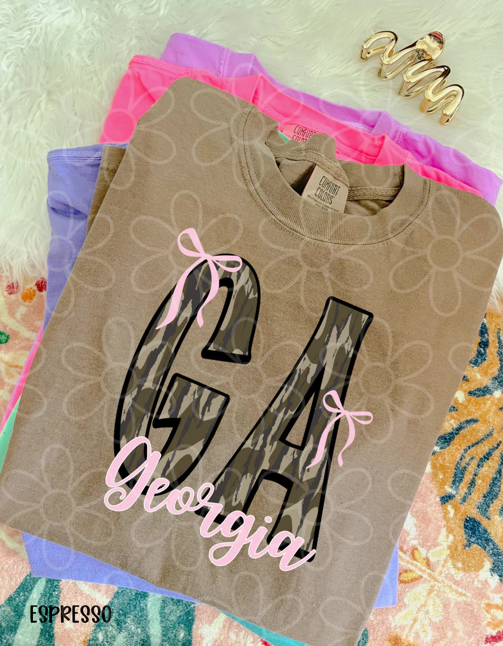 Camo States Pink Bows tee/crewneck