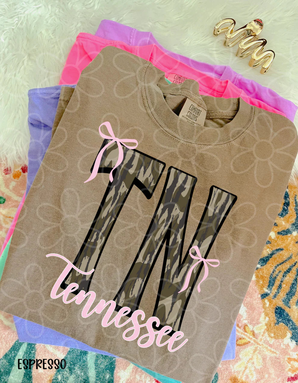 Camo States Pink Bows tee/crewneck