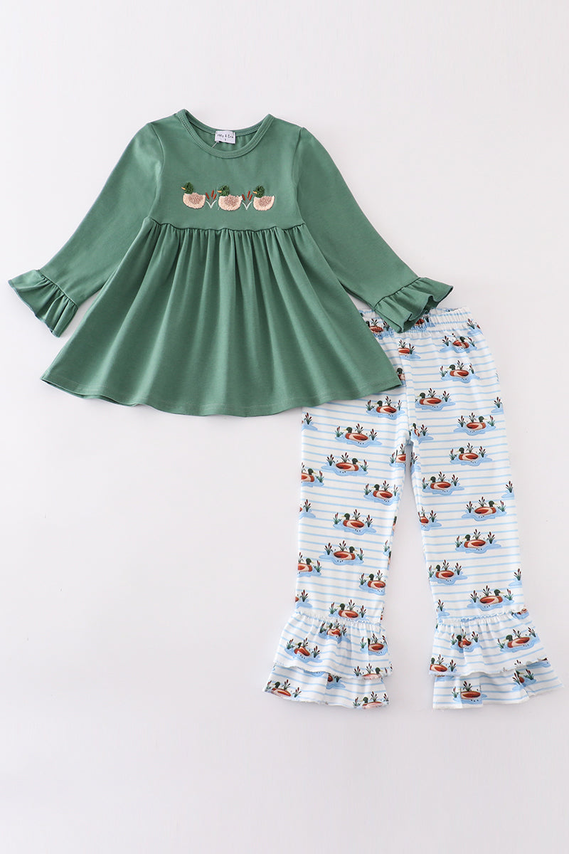 Girls French Knot Forest Duck Pants Set