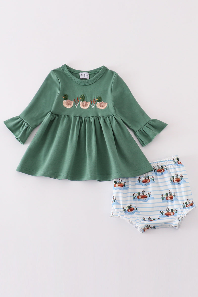 Girls French Knot Forest Duck Bloomer Set