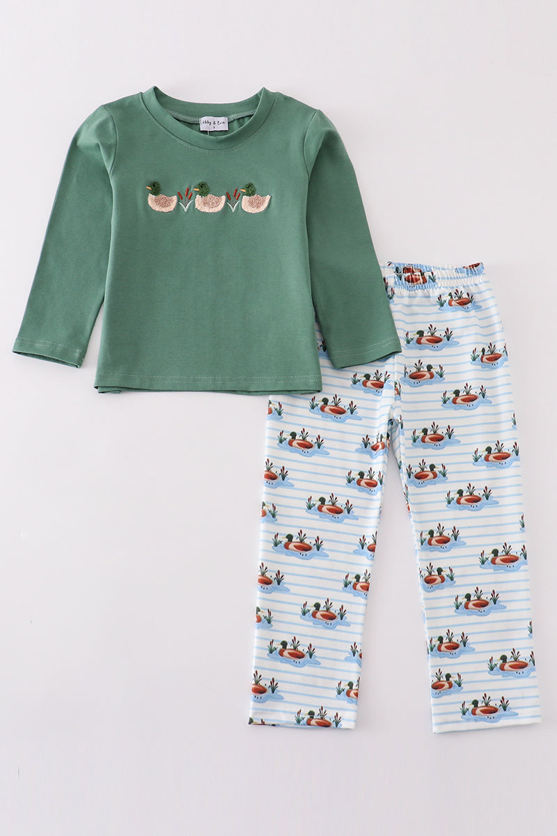 Boys French Knot Forest Duck Pants Set