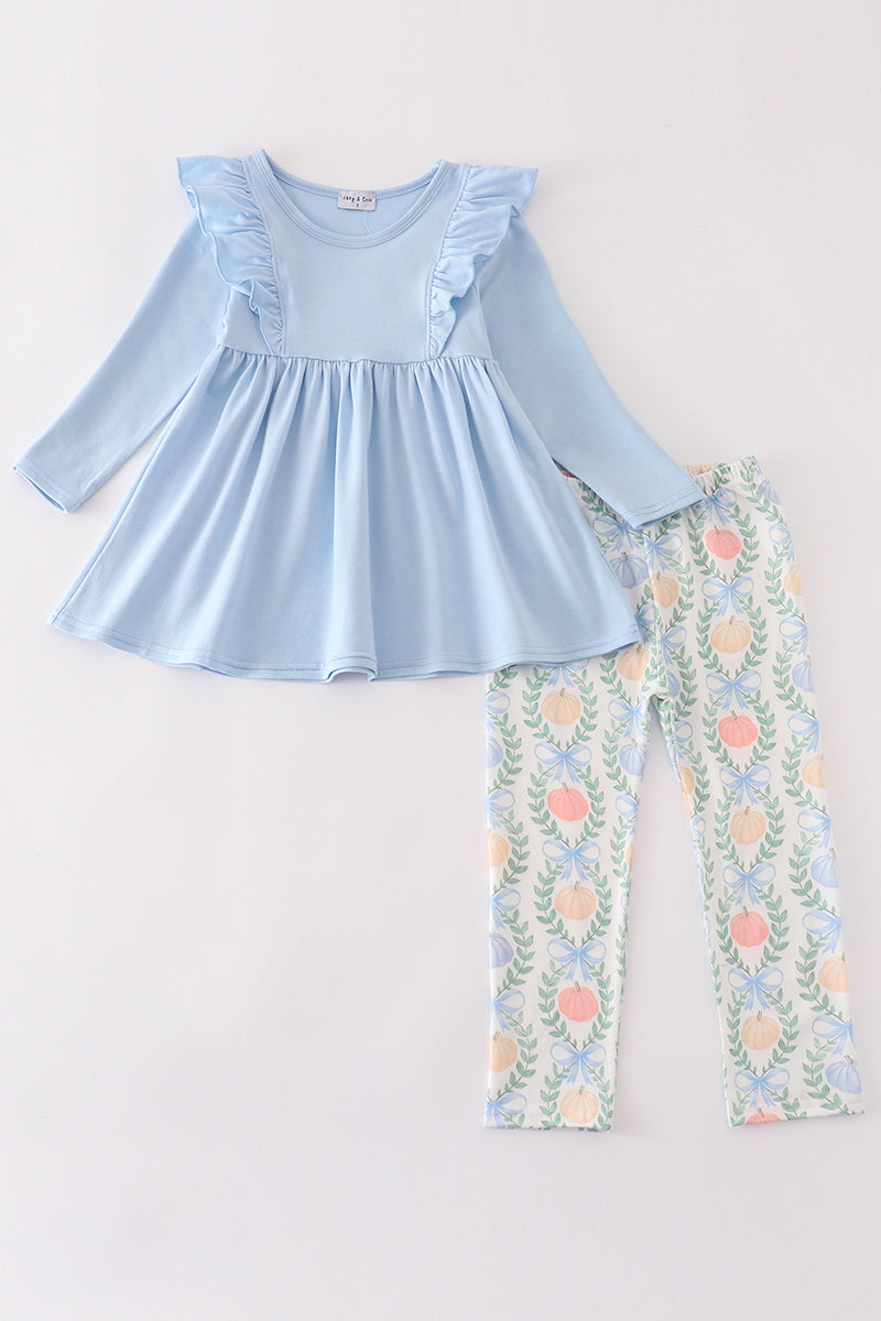 Girls Blue Pumpkin Pants Set