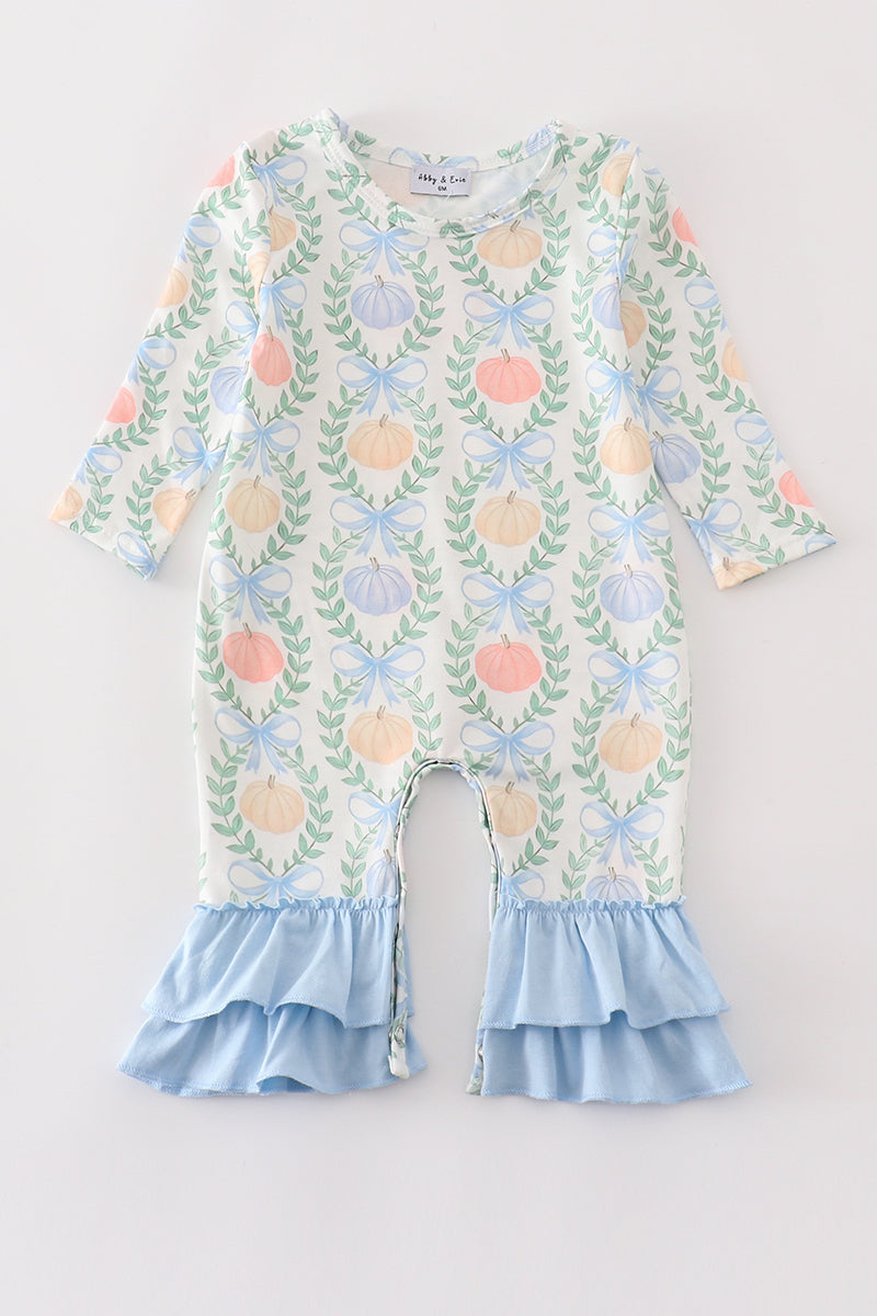 Girls Blue Pumpkin Romper