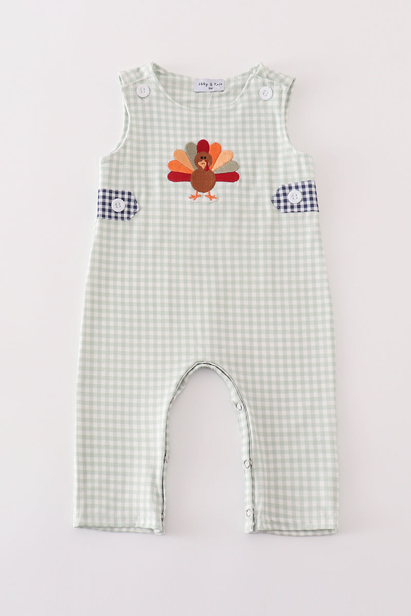Boys Sage Embroidered Turkey JonJon