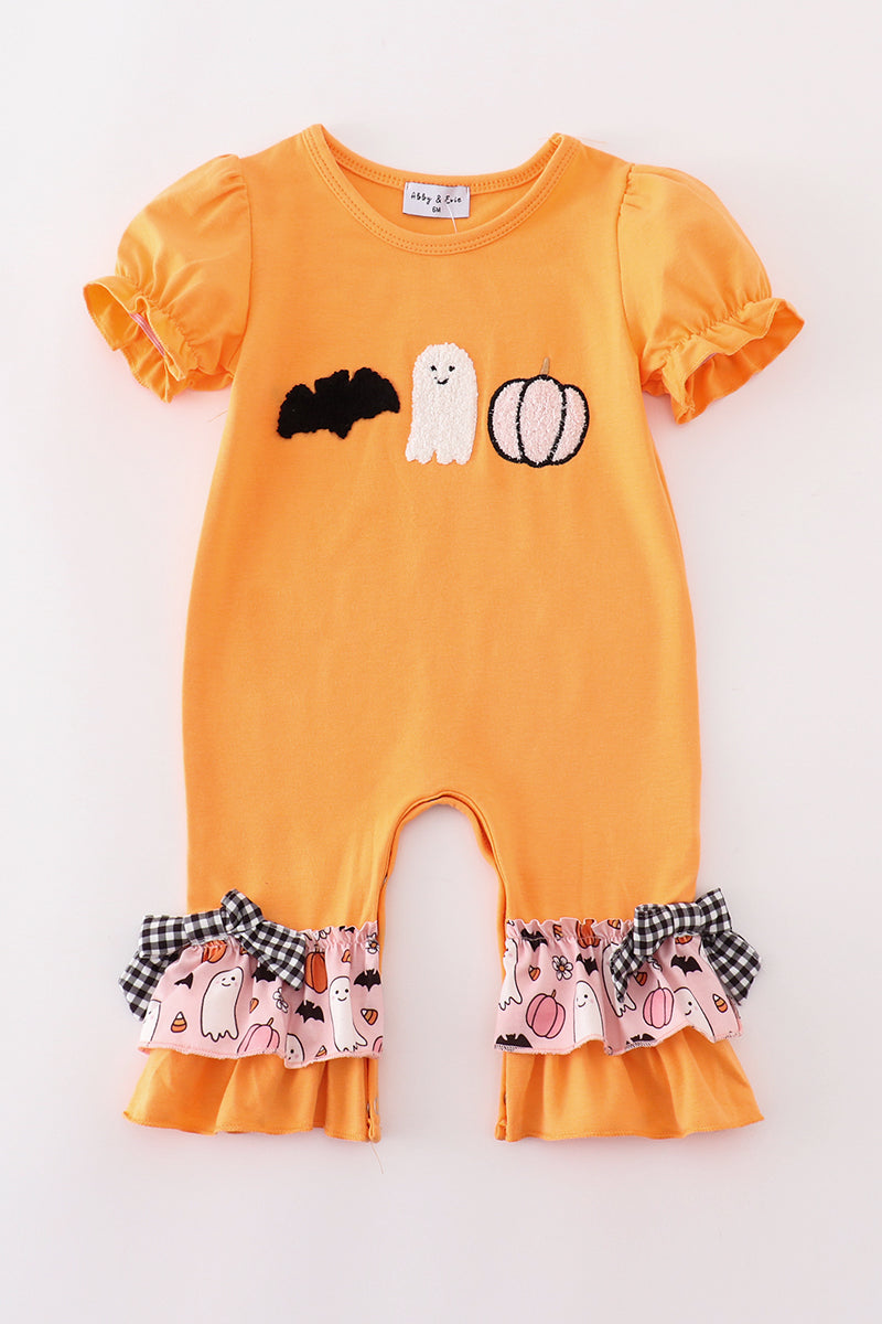 Girls French Knot Halloween Trio Romper