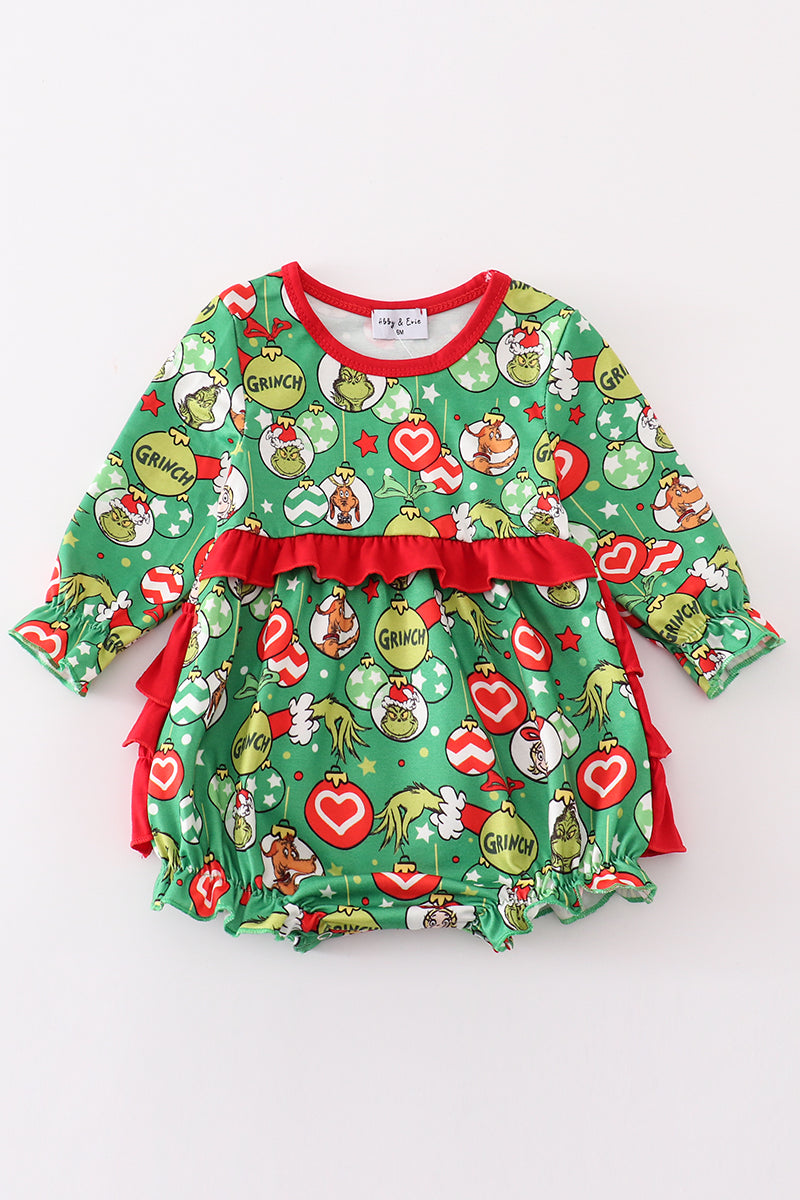 Girls Grinch Print Bubble