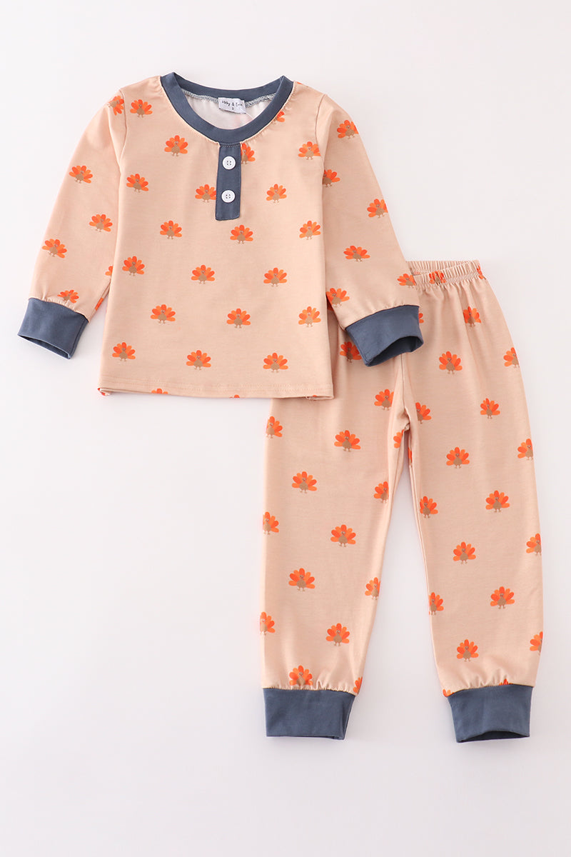 Boys Turkey Print Pajama Pants Set