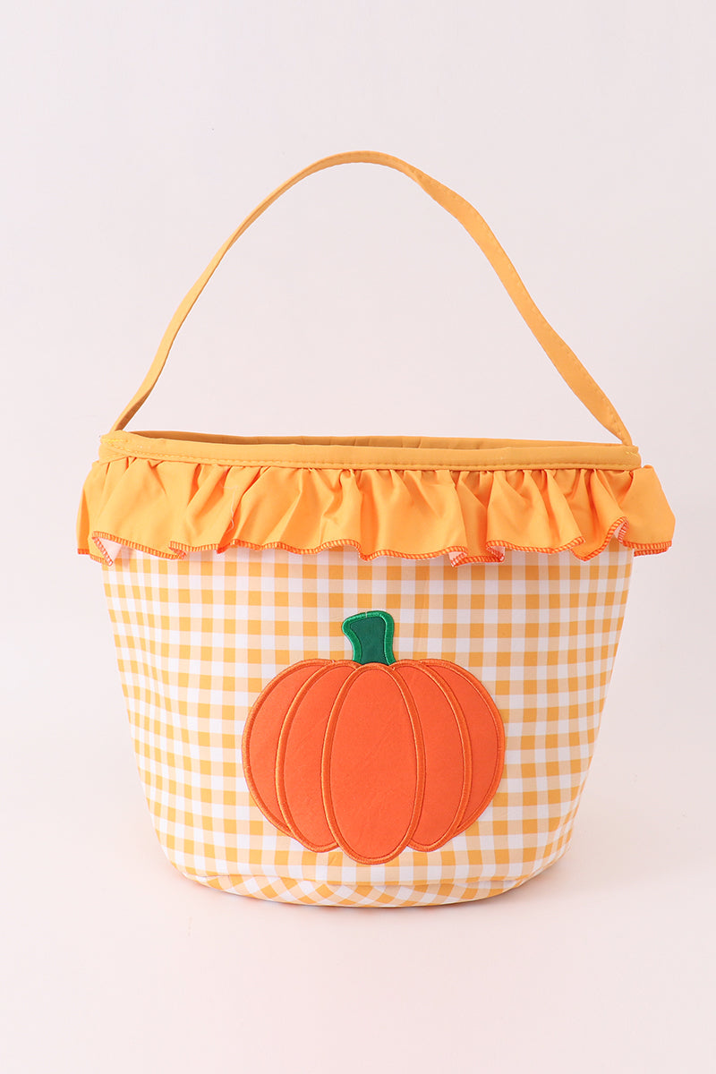 Ruffle Pumpkin Appliqué Candy Bucket