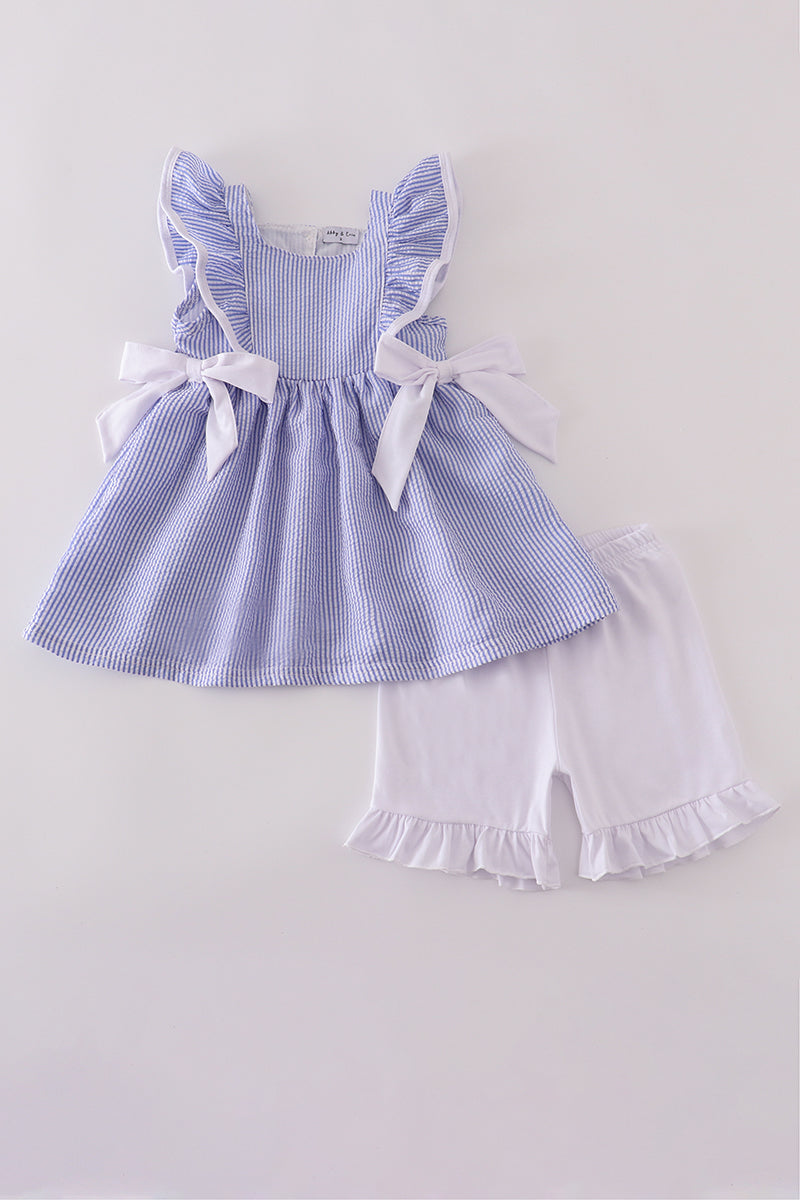 Girls Seersucker Shorts Set