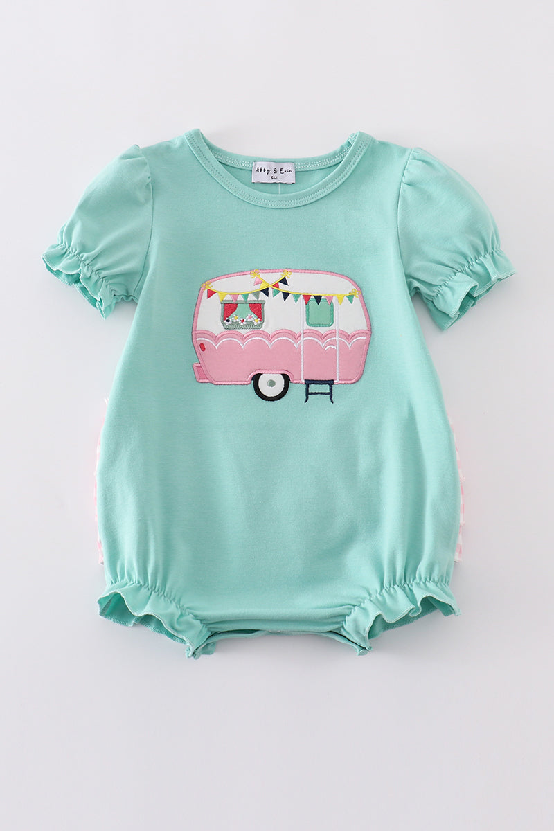 Girls Green Camper Appliqué Bubble