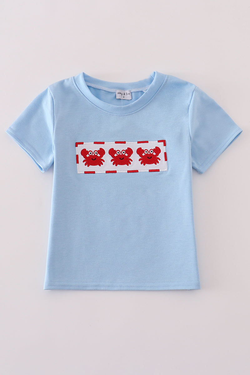 Boys Embroidered Crab Top