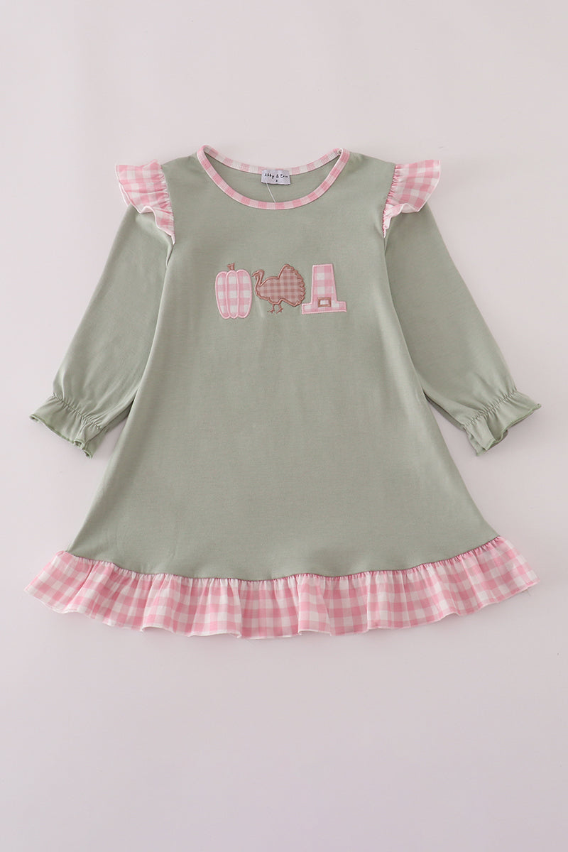 Girls Pumpkin Turkey Appliqué Dress