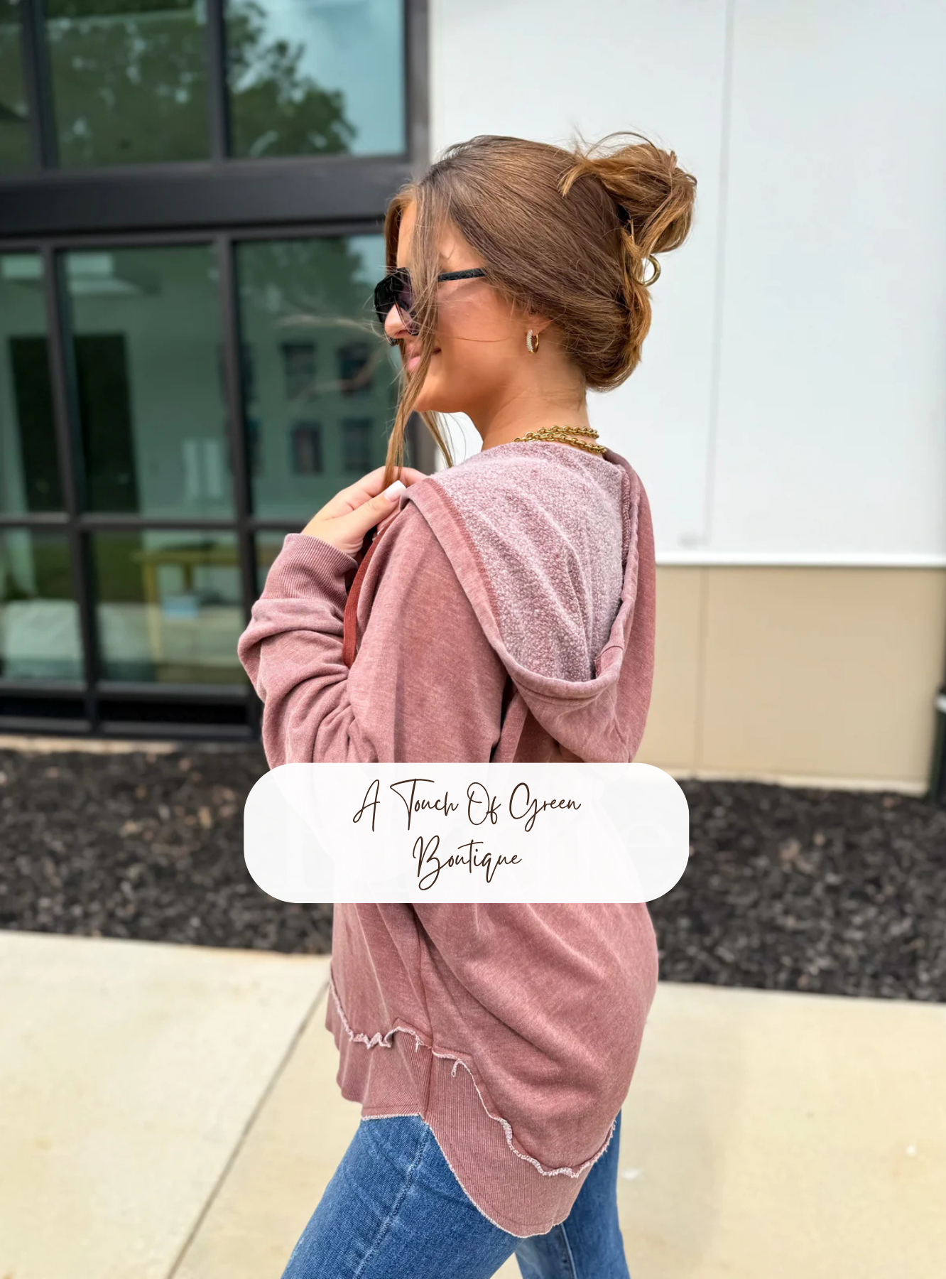 PREORDER Split Neck Rounded Hem Ash Wash Pullover in Brown