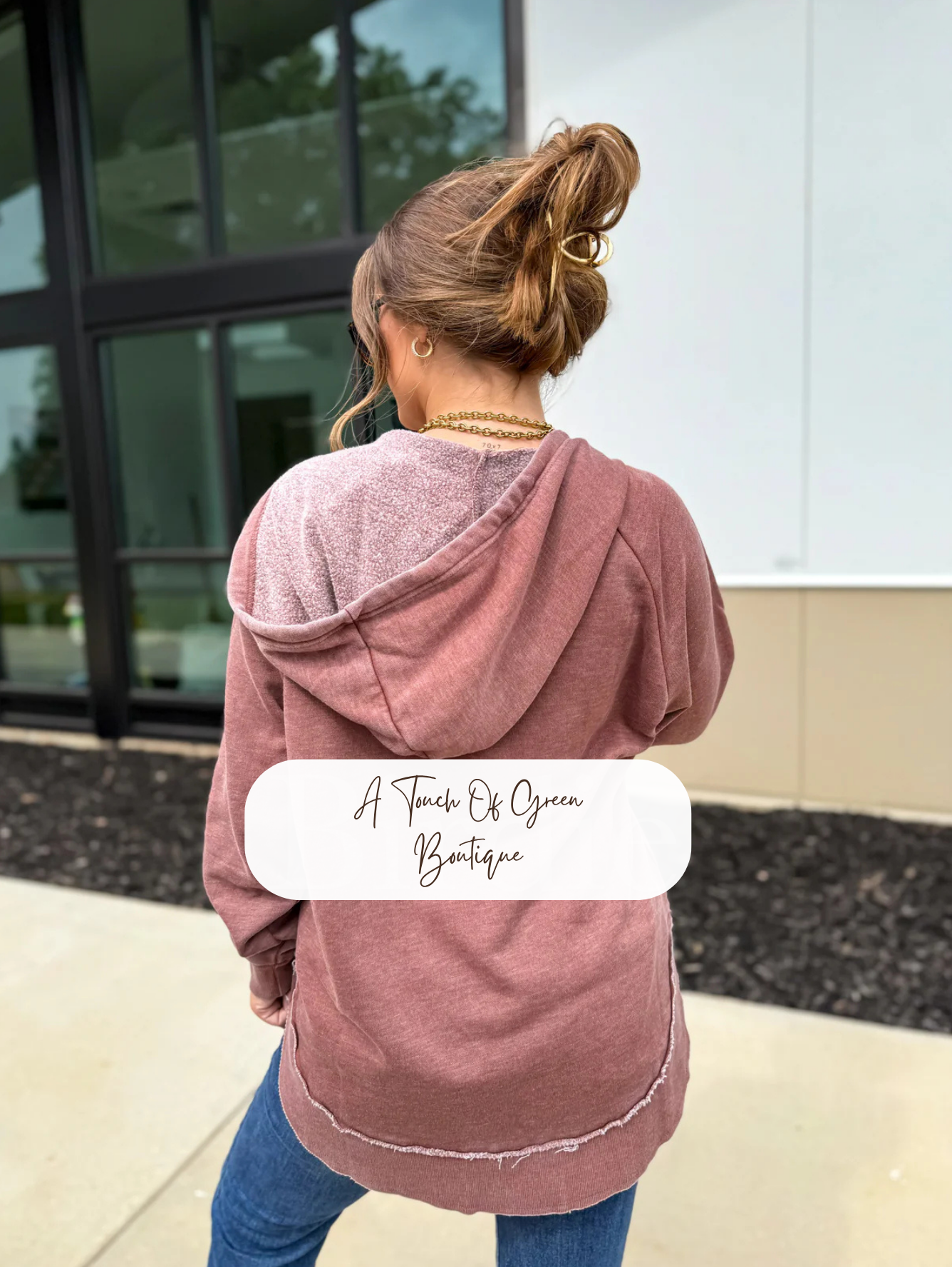 PREORDER Split Neck Rounded Hem Ash Wash Pullover in Brown