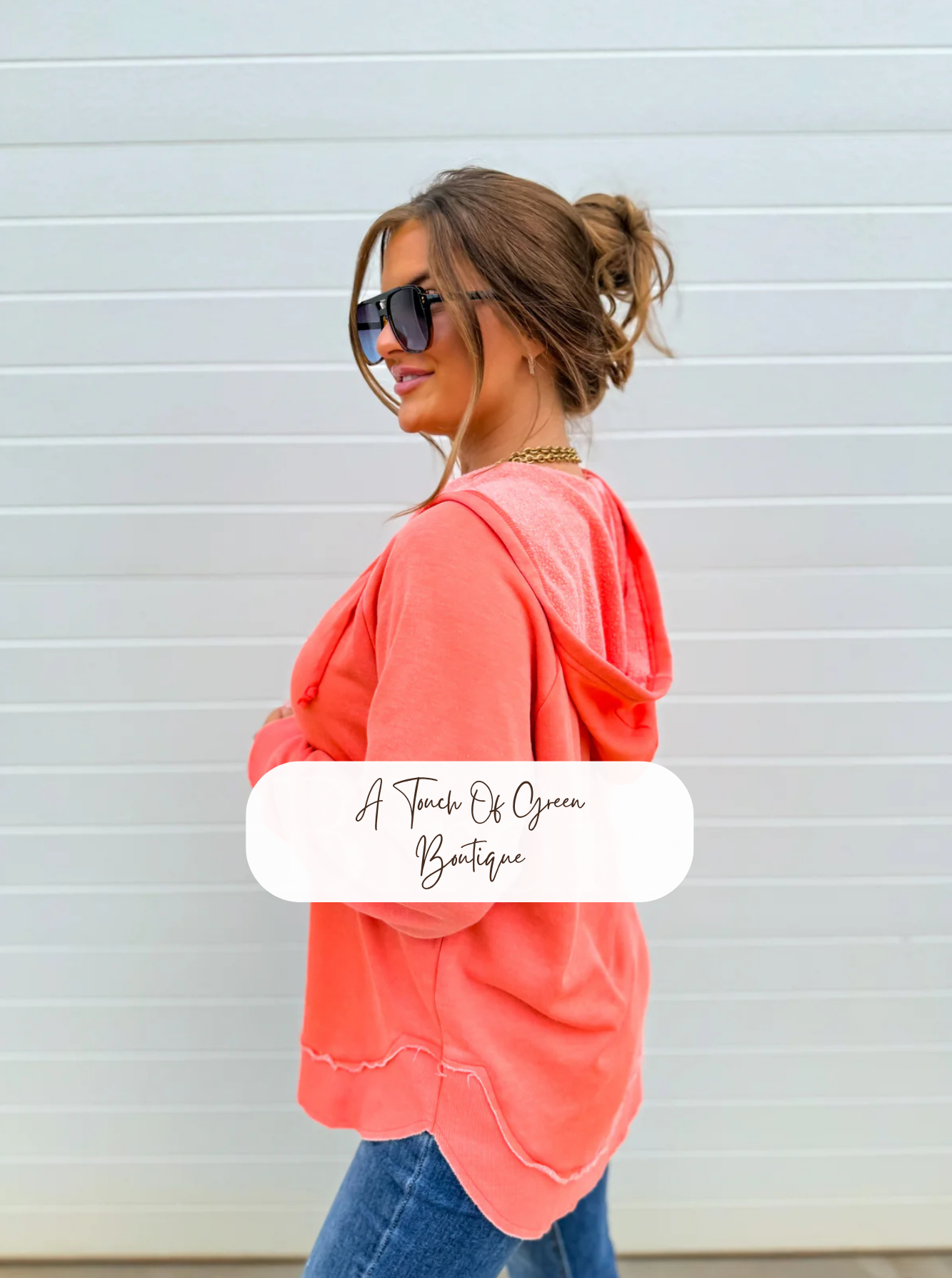 PREORDER Split Neck Rounded Hem Ash Wash Pullover in Peachy