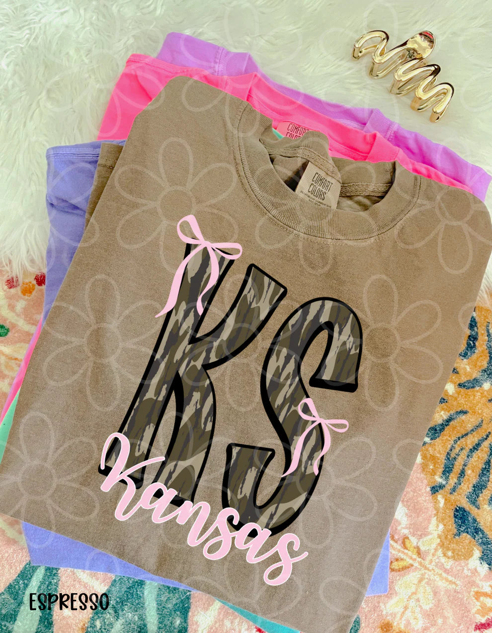 Camo States Pink Bows tee/crewneck