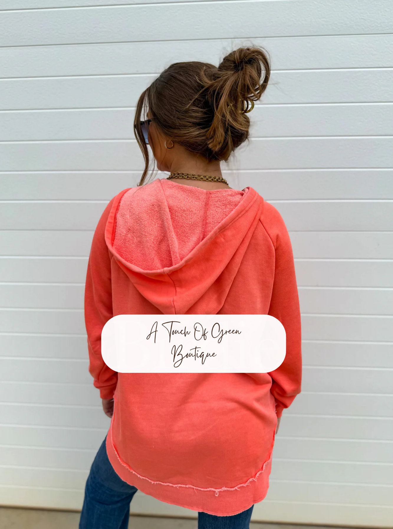 PREORDER Split Neck Rounded Hem Ash Wash Pullover in Peachy