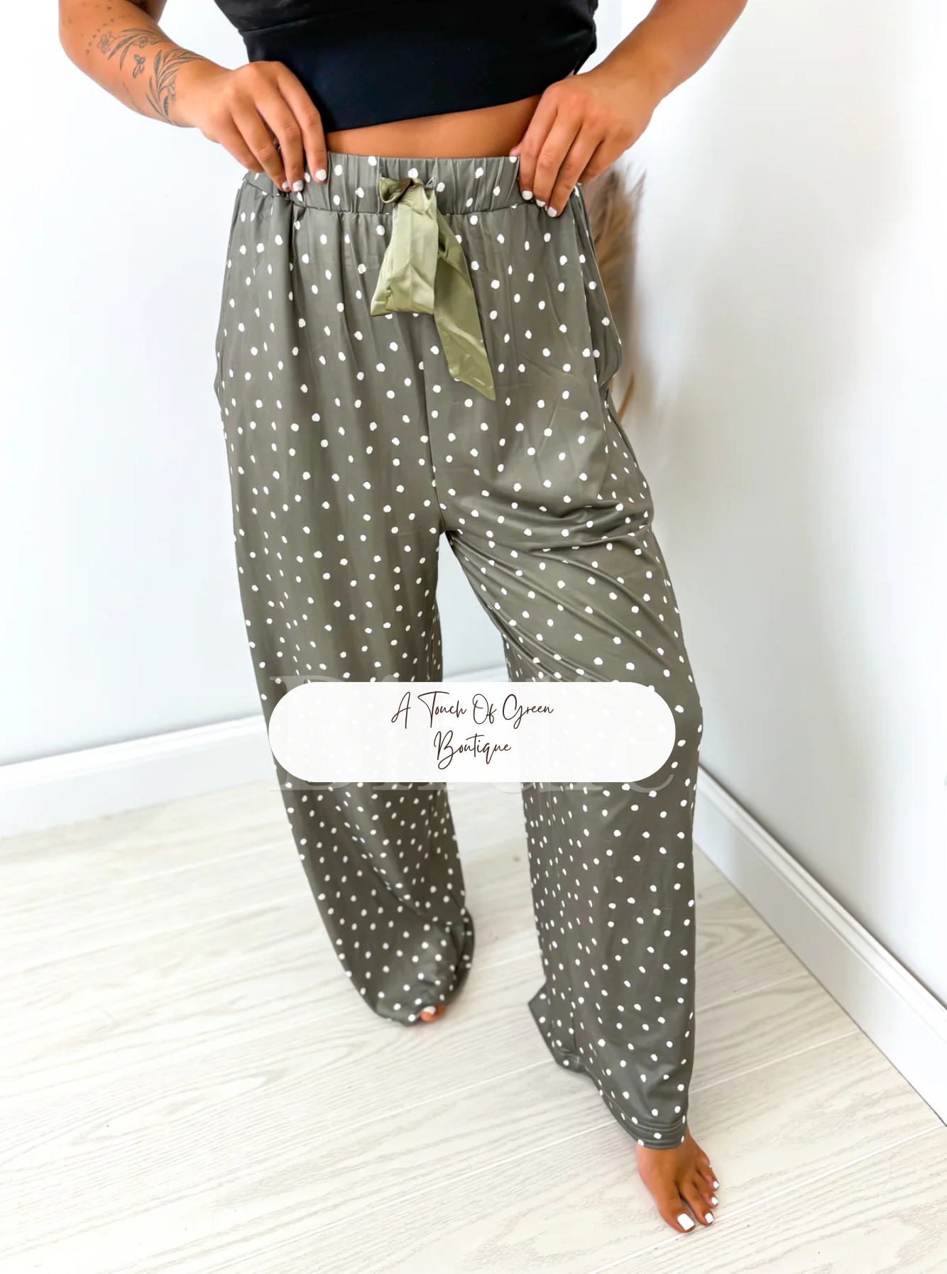 PREORDER Sleepy Sprinkles Green Pajama Pants with Satin Bow