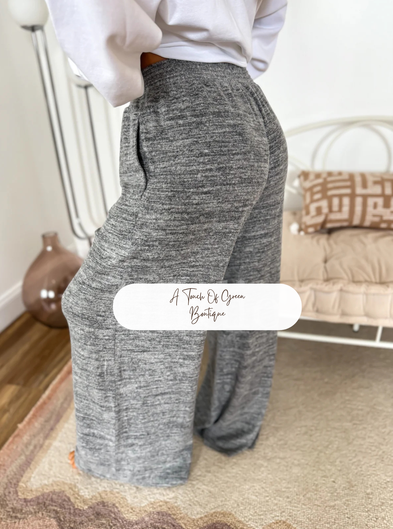 PREORDER Luxe Lounge Wide Leg Pants in Light Gray