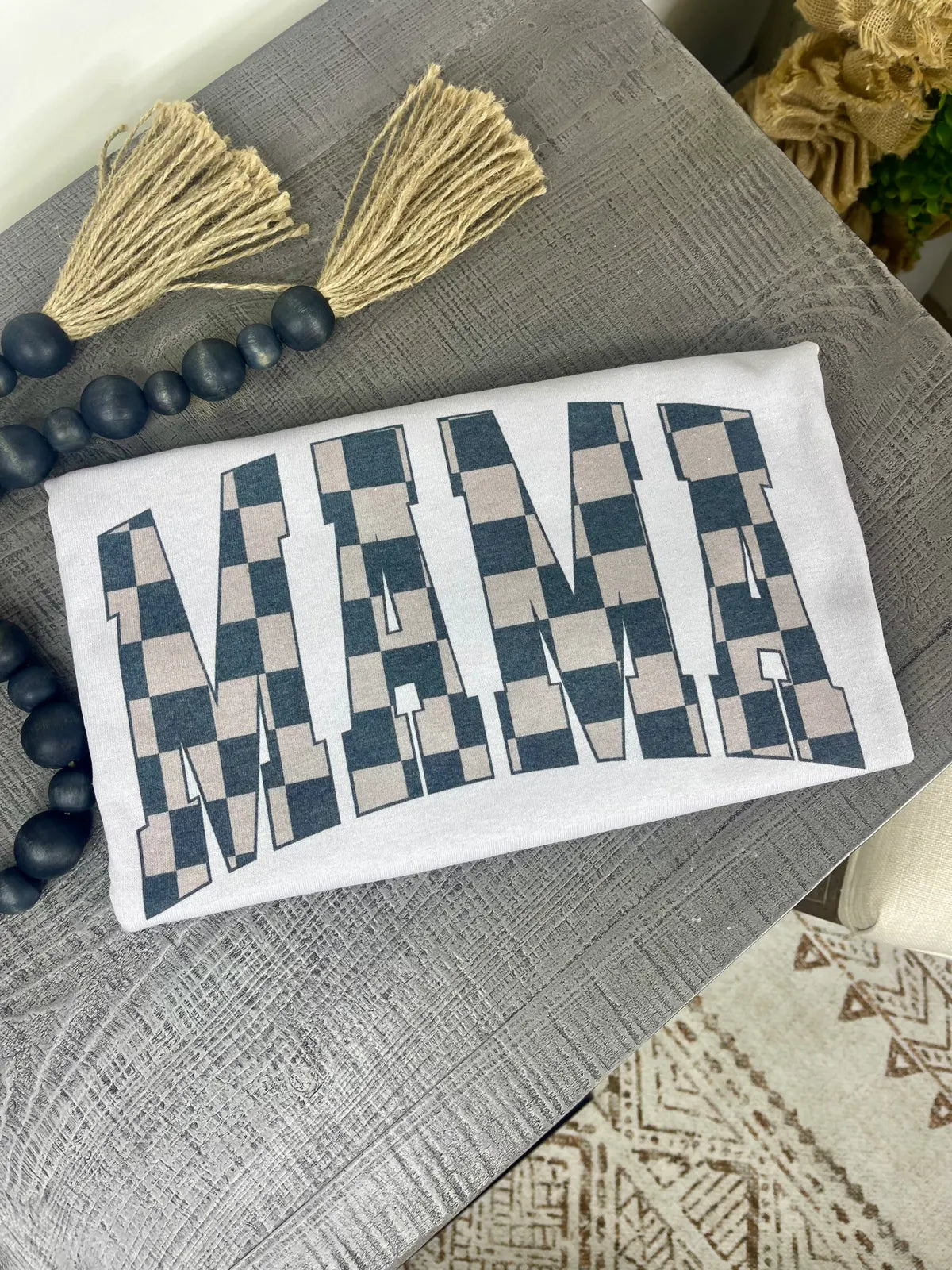 Checkered Black & Grey Mama Tee