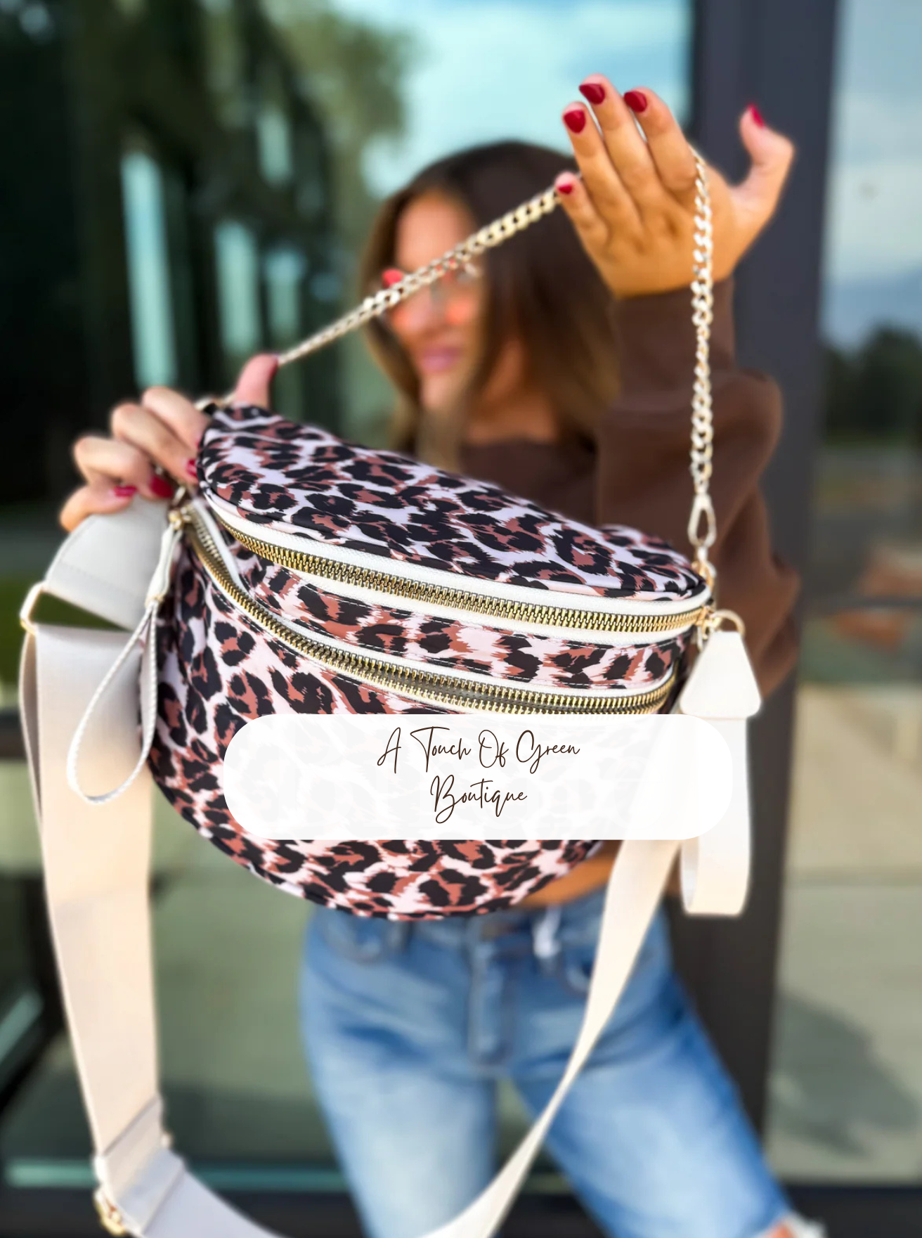 PREORDER Leopard Double Zipper Crossbody Bag