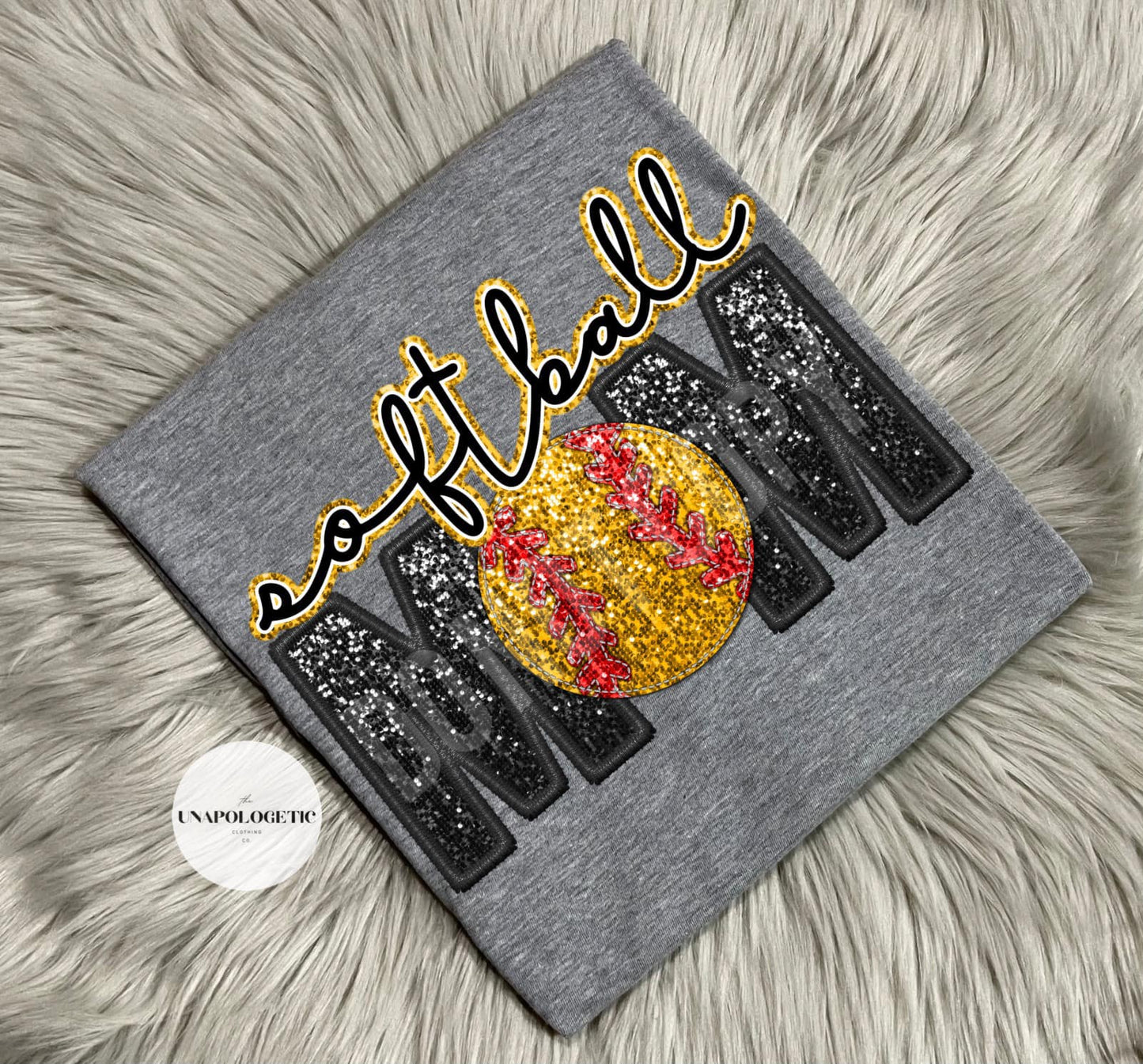 Faux Embroidered Softball Mama Tee