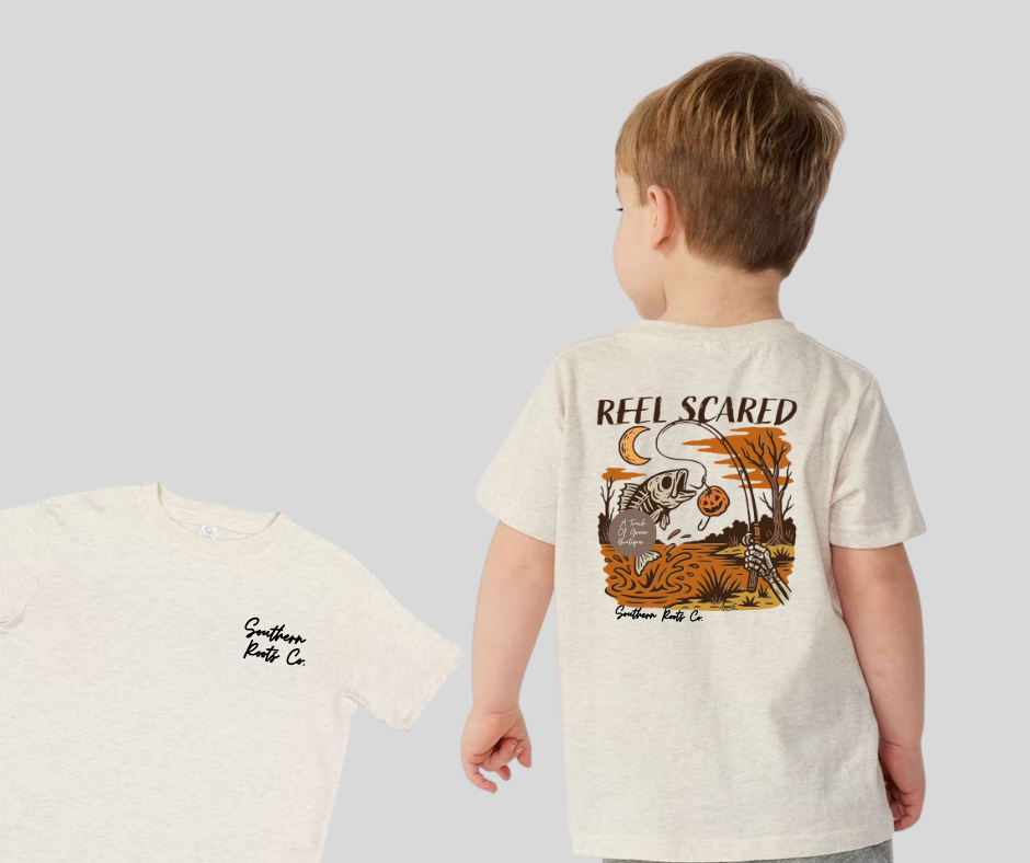 Boys Halloween Reel Scared Fishing Tee