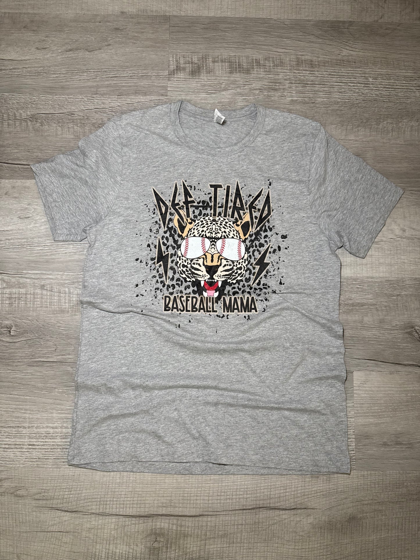 Leopard Def Tired Baseball Mama Tee