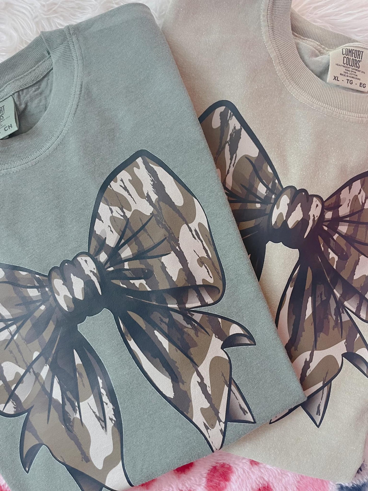 Large Camo Bow Comfort Colors Tee
