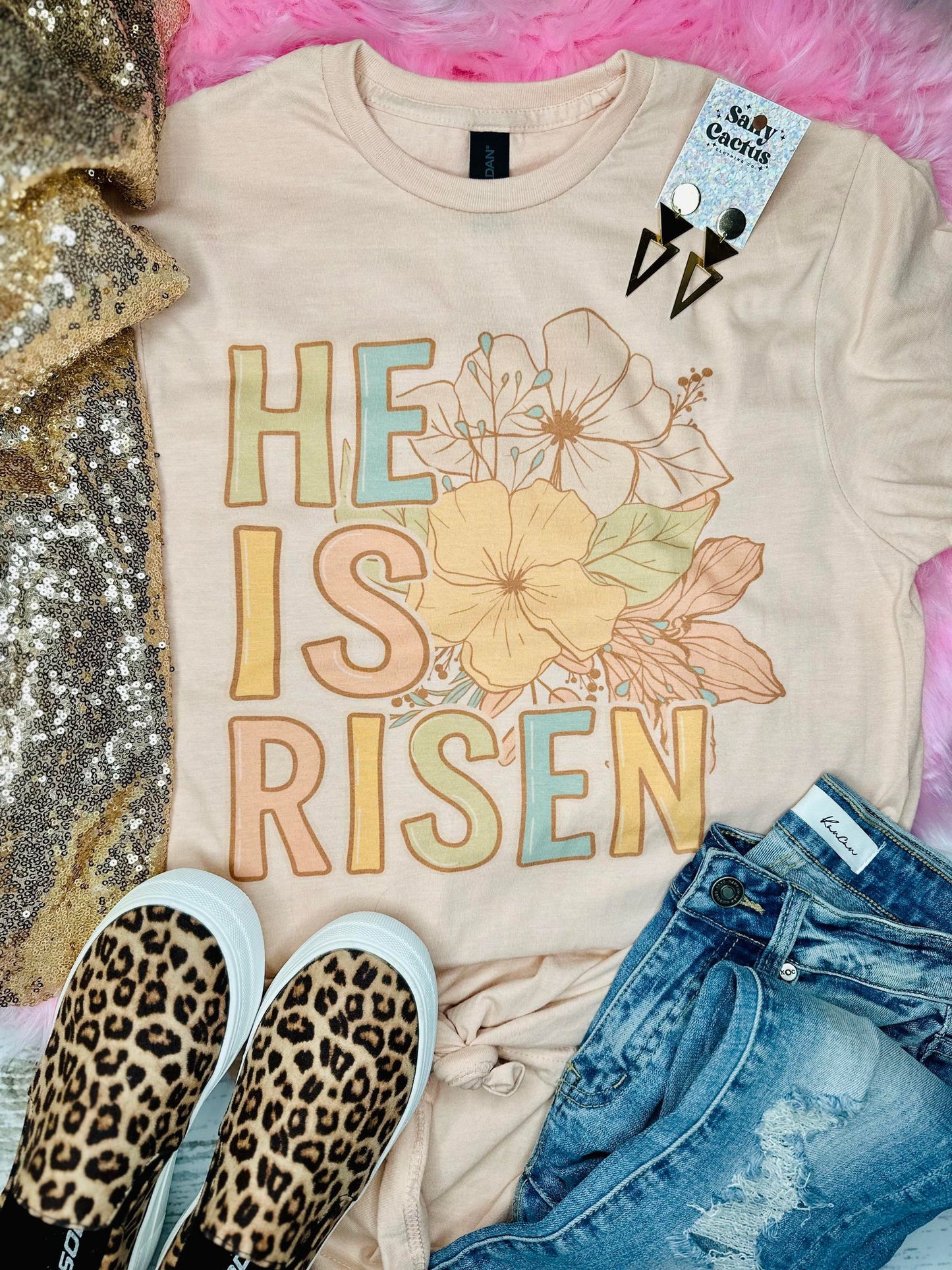 Floral He Is Risen Tee