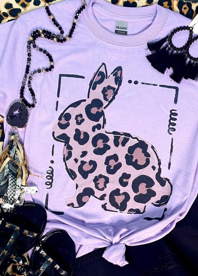 Purple Leopard Easter Bunny Tee