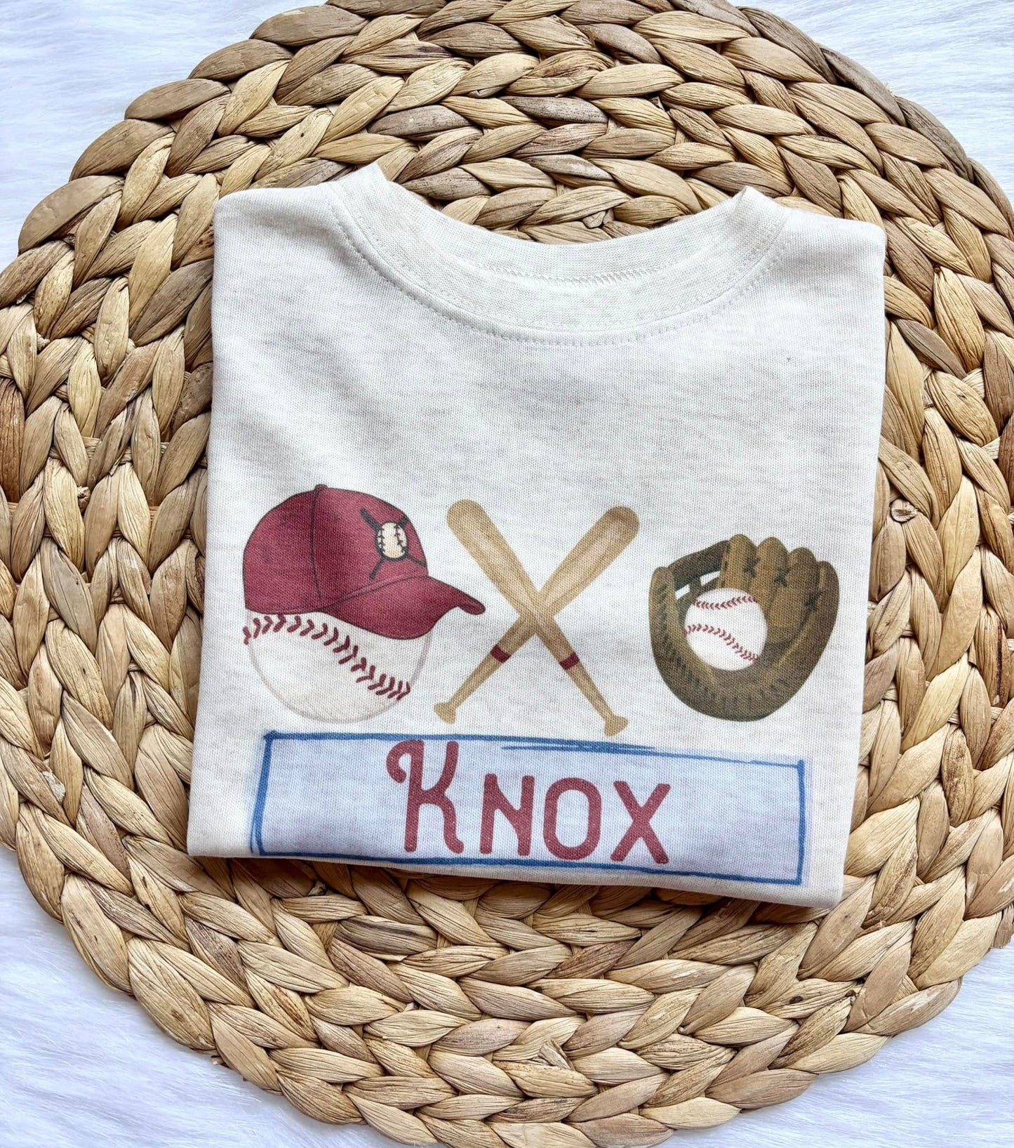 Kids Personalized Baseball Trio Name Tee