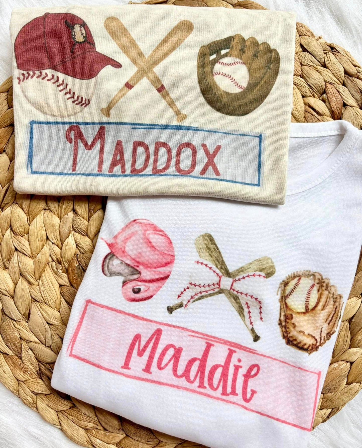 Kids Personalized Baseball Trio Name Tee