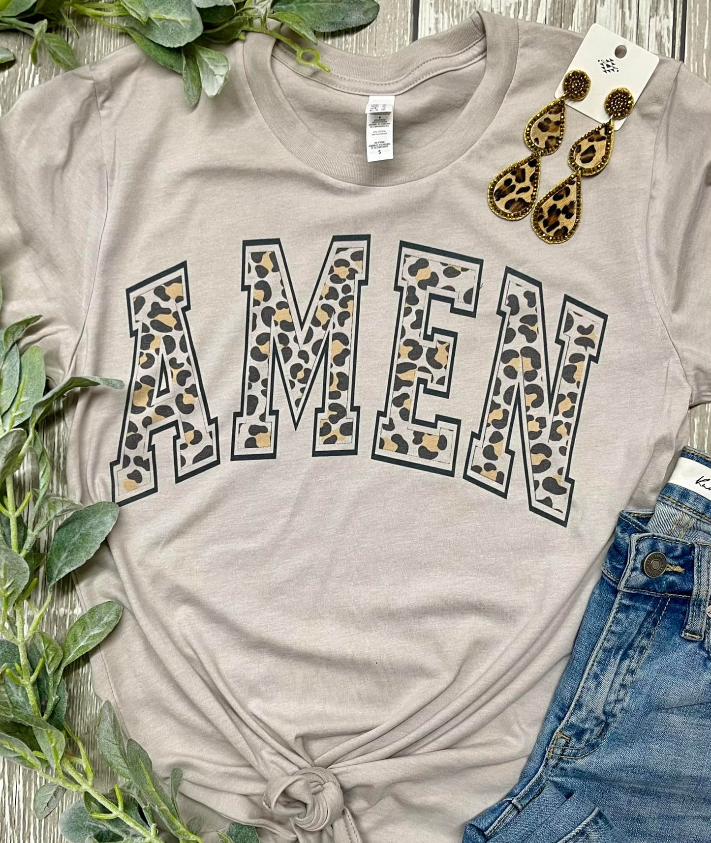 Leopard Amen Tee