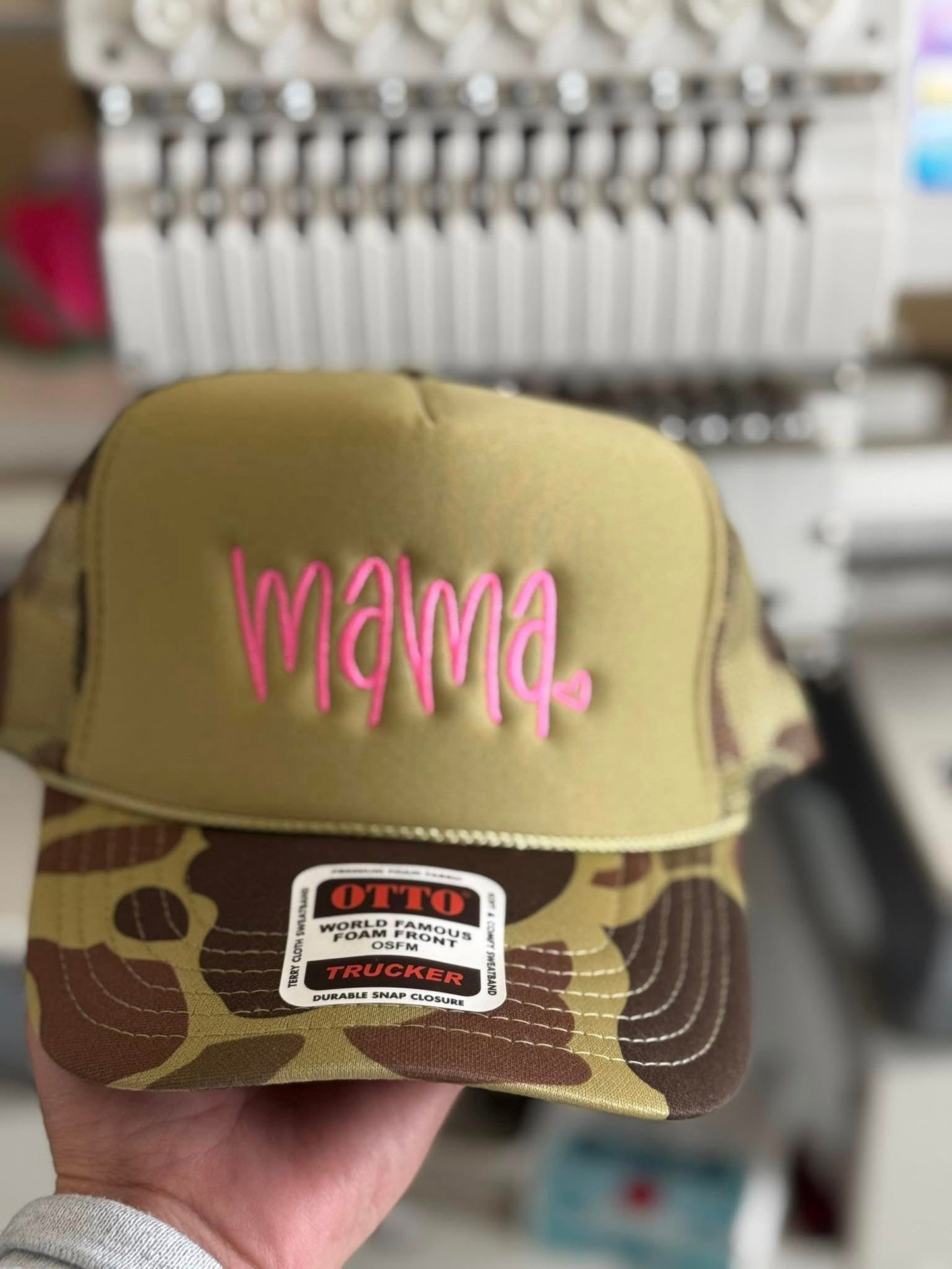 Embriodered Camo Mama Hat
