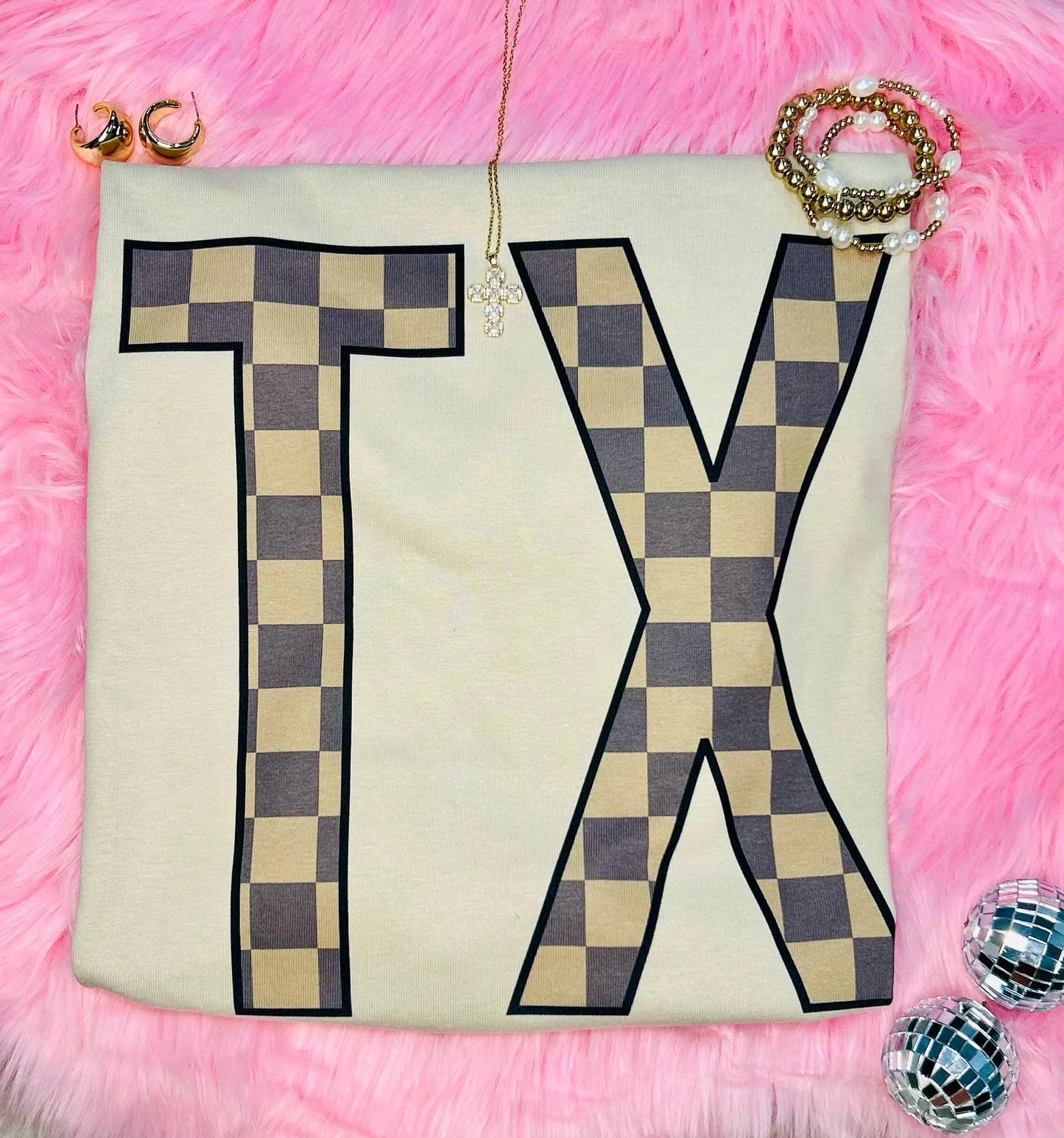 Brown Checkered Custom State Tan Tee