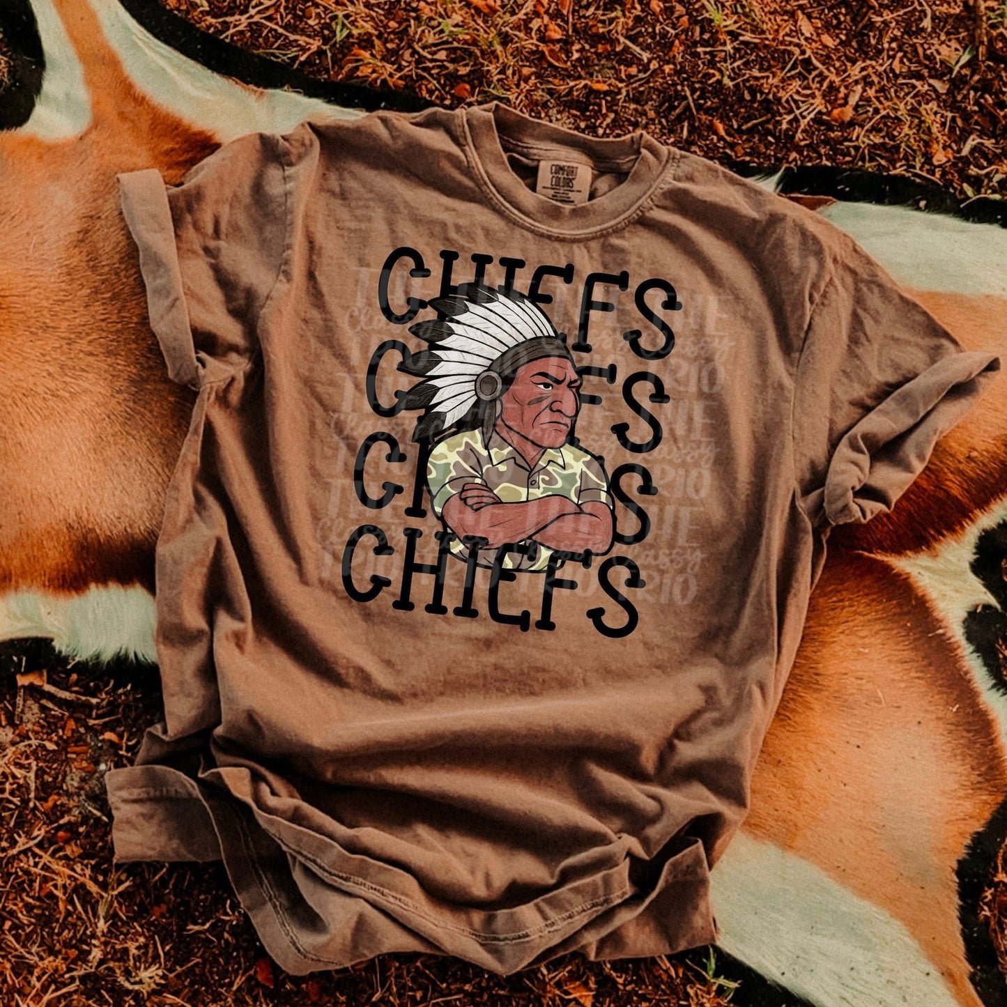 Adult Camo Stacked Mascot T-Shirt-See Mascot List