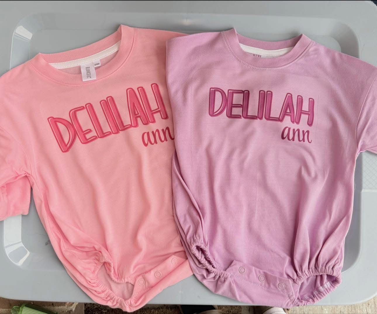 Custom. Name Bubble Rompers
