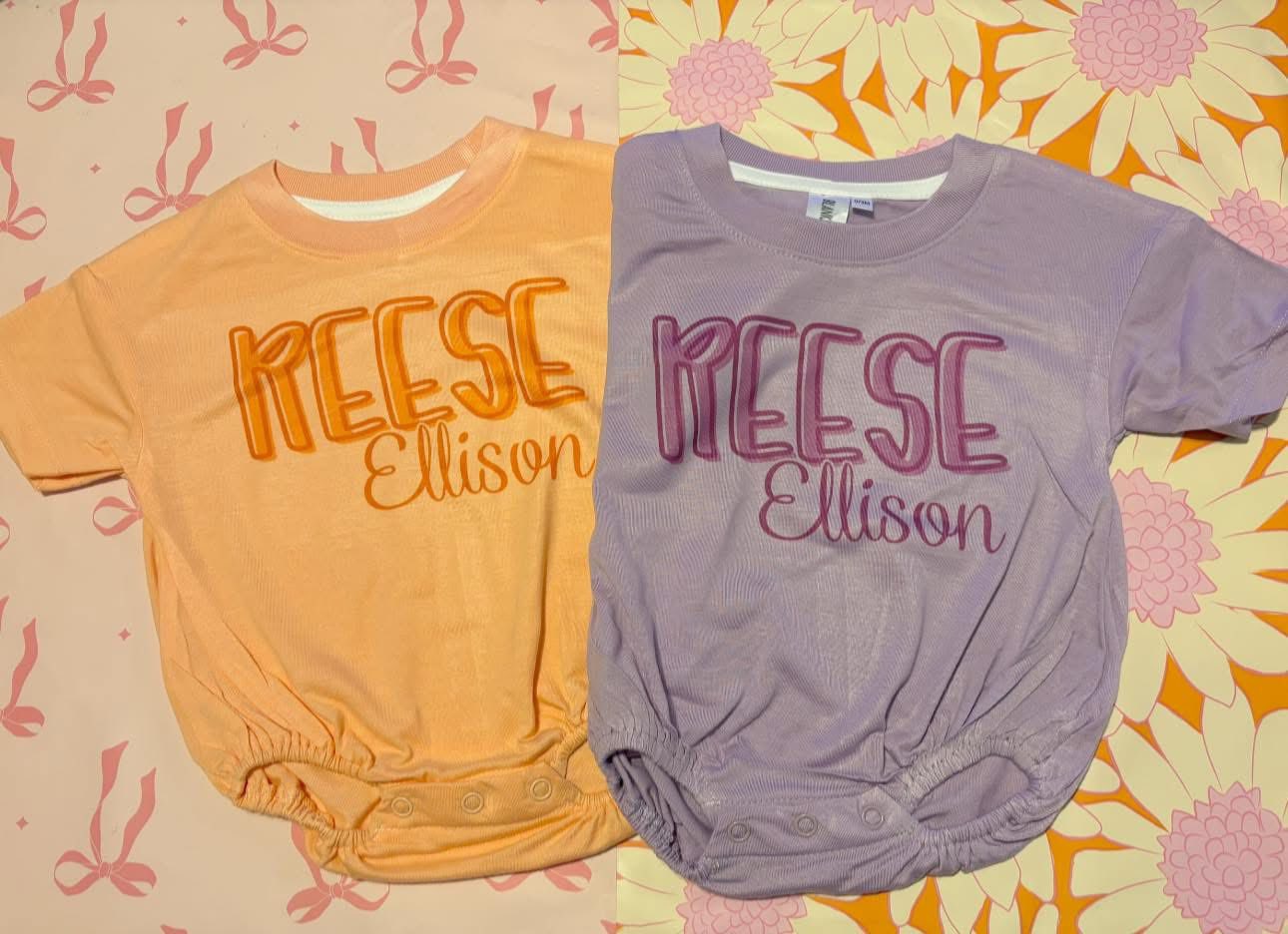 Custom. Name Bubble Rompers