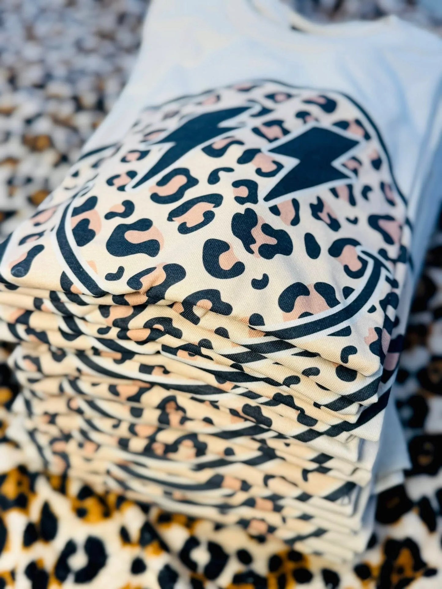 Leopard Smile Tan Tee