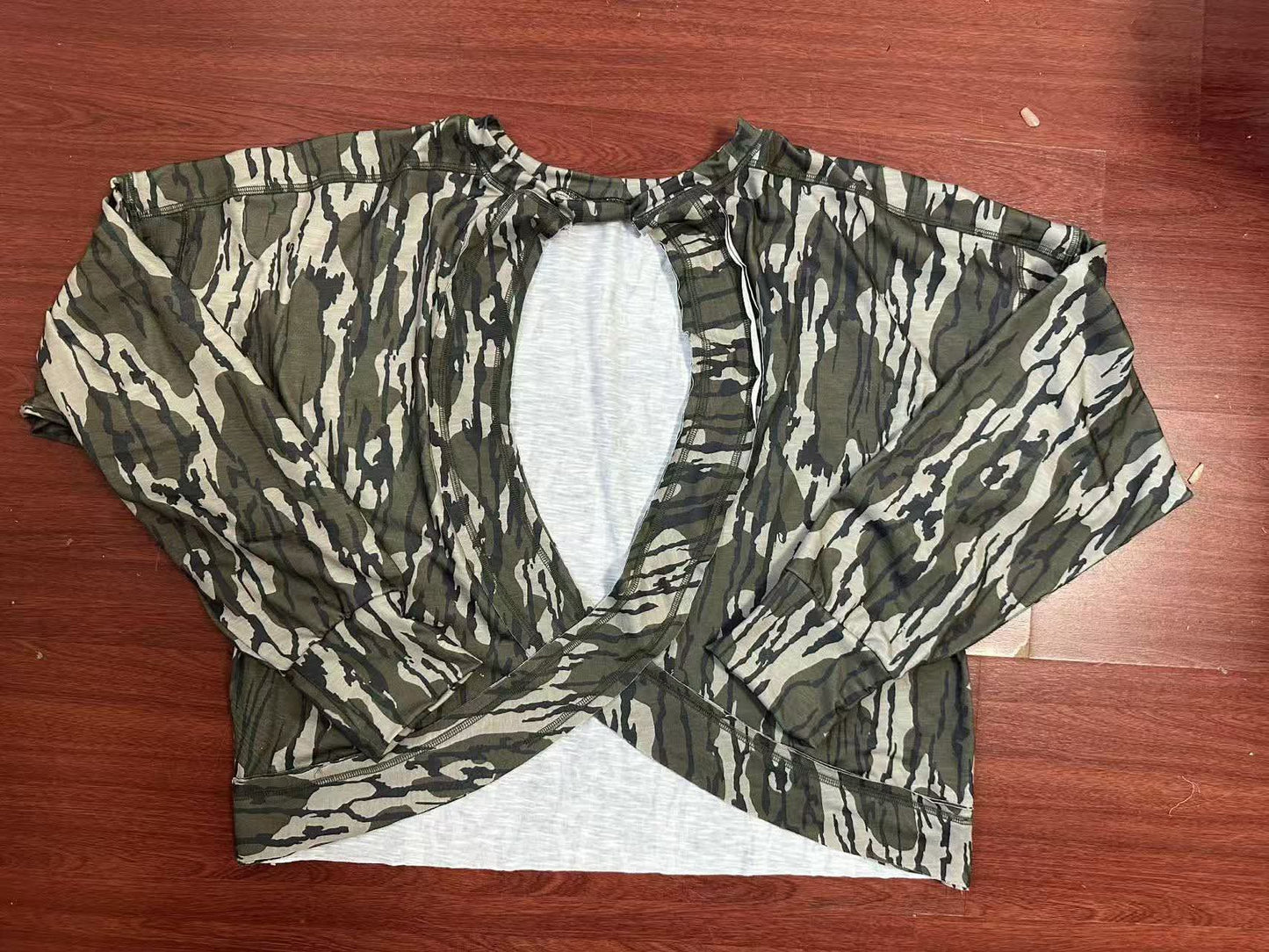 Bottomland Camo Twist Back Tops