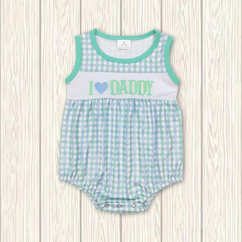 Boys Embroidered I Love Dad Bubble