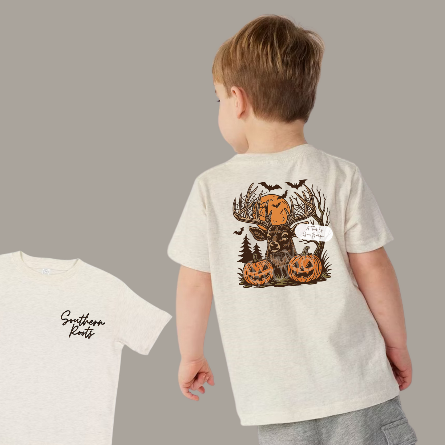 Boys Halloween Pumpkin Deer Tee