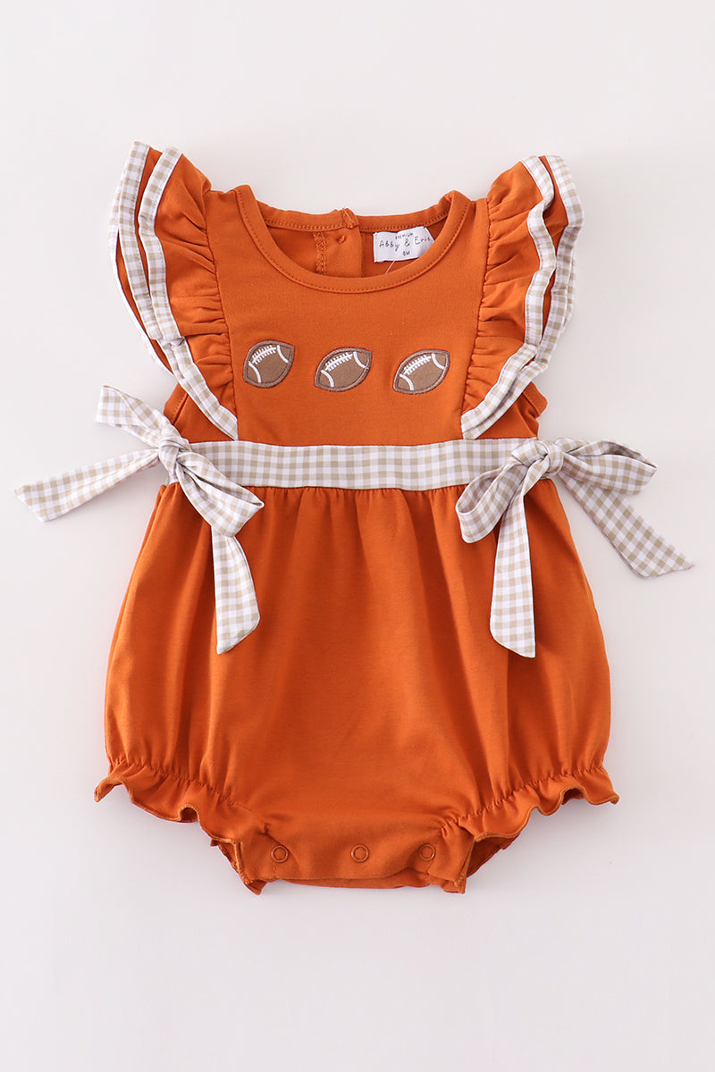 Girls Rust Embroidered Football Bubble