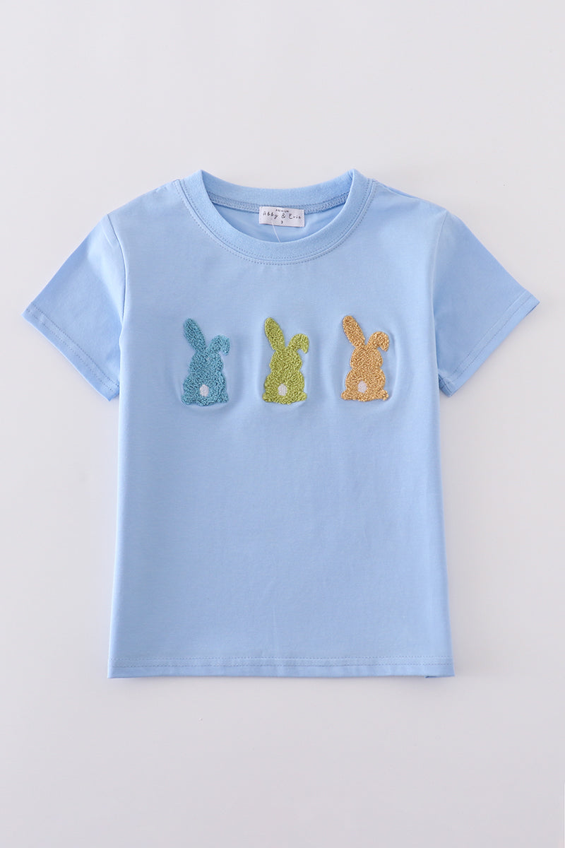 Blue Embroidered Bunny Top
