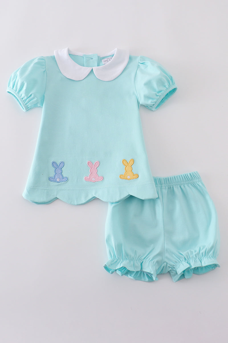 Girls Embroidered Easter Bunny Shorts Set