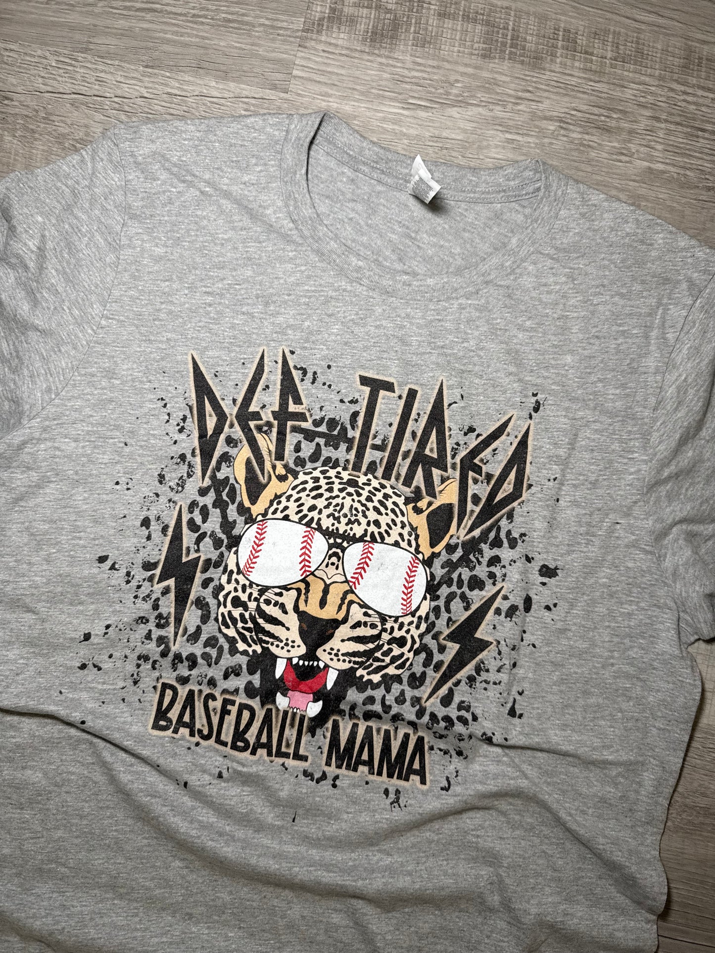 Leopard Def Tired Baseball Mama Tee