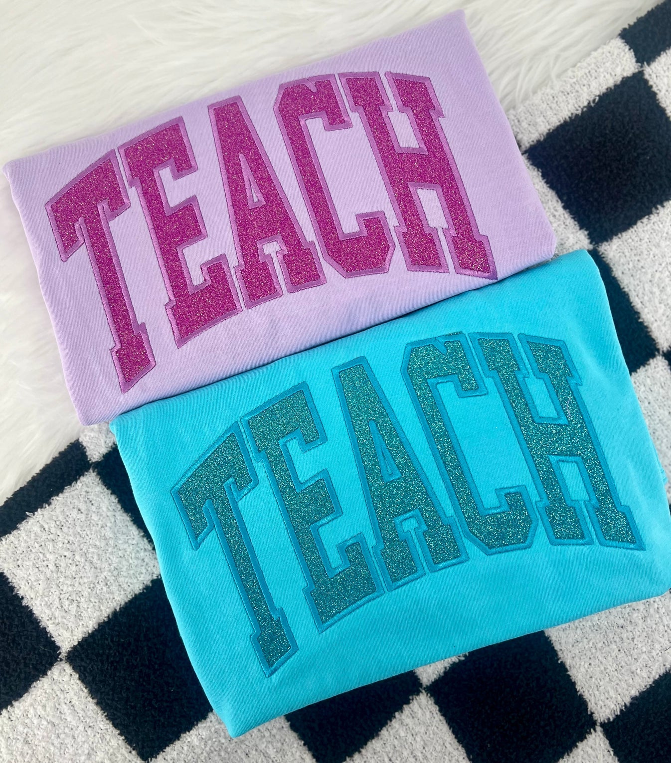 Titles Glitter Arched Embroidery (Mama, Etc.) Tee/Crewneck